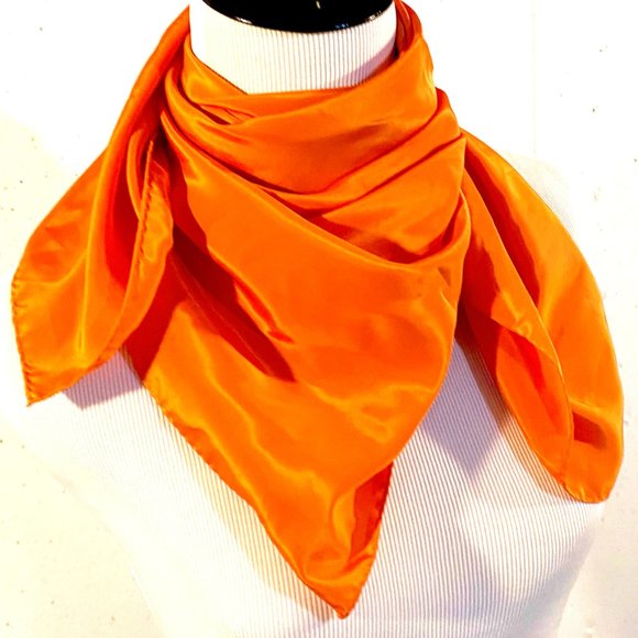 Vintage Circa 1980s, Versa by Vera, Orange Scarf, Satin Scarf, Scarf Collectors - Picture 3 of 8
